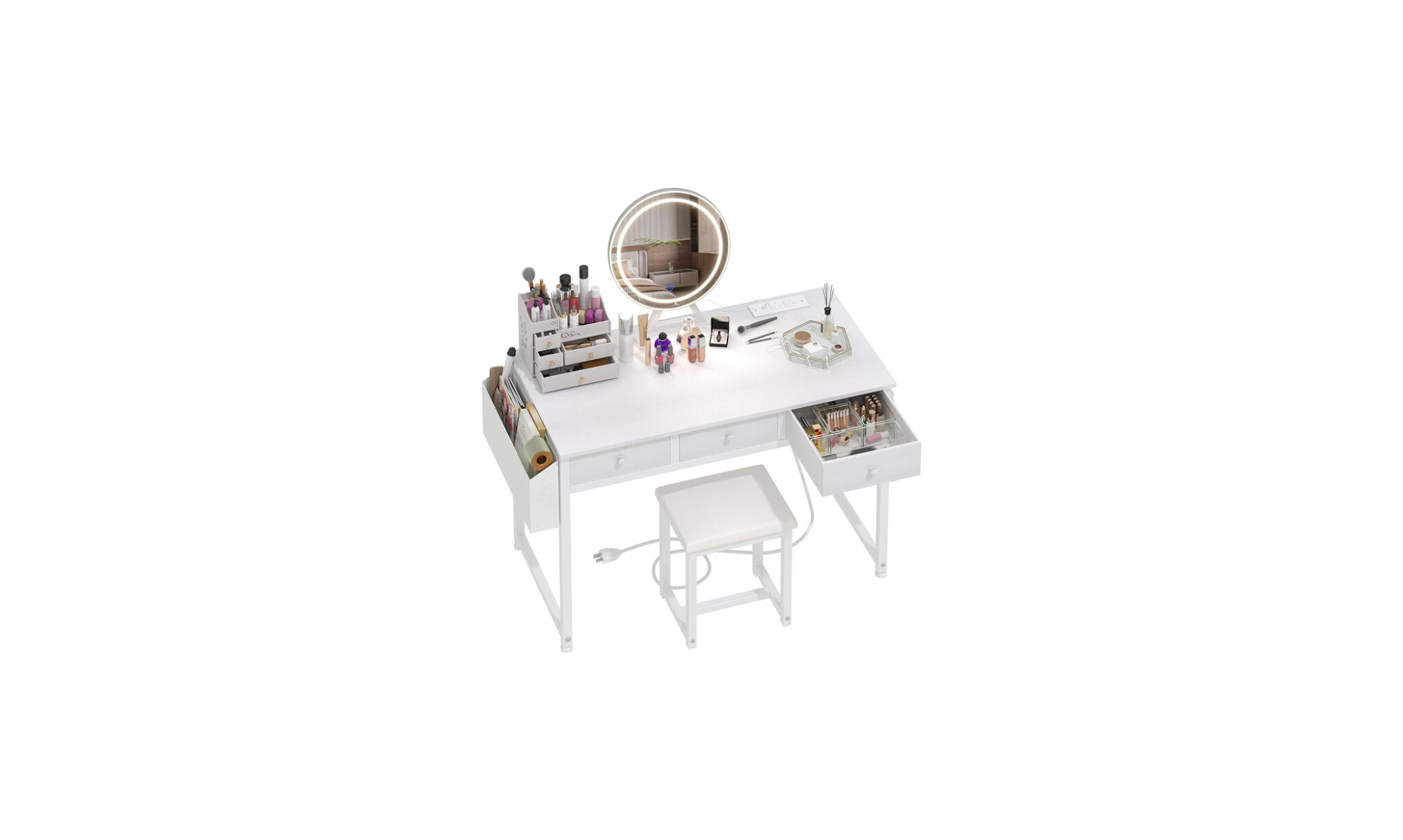 Save 20 on the Lufeiya White Makeup Vanity Desk with Mirror and Lights
